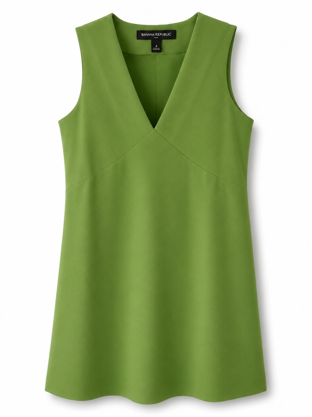 Banana Republic Green Sleeveless V-Neck Shift Dress Size 4 Classic Career Sheath